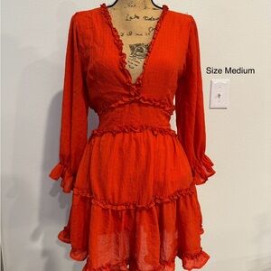 Elegant Red Ruffle Dress